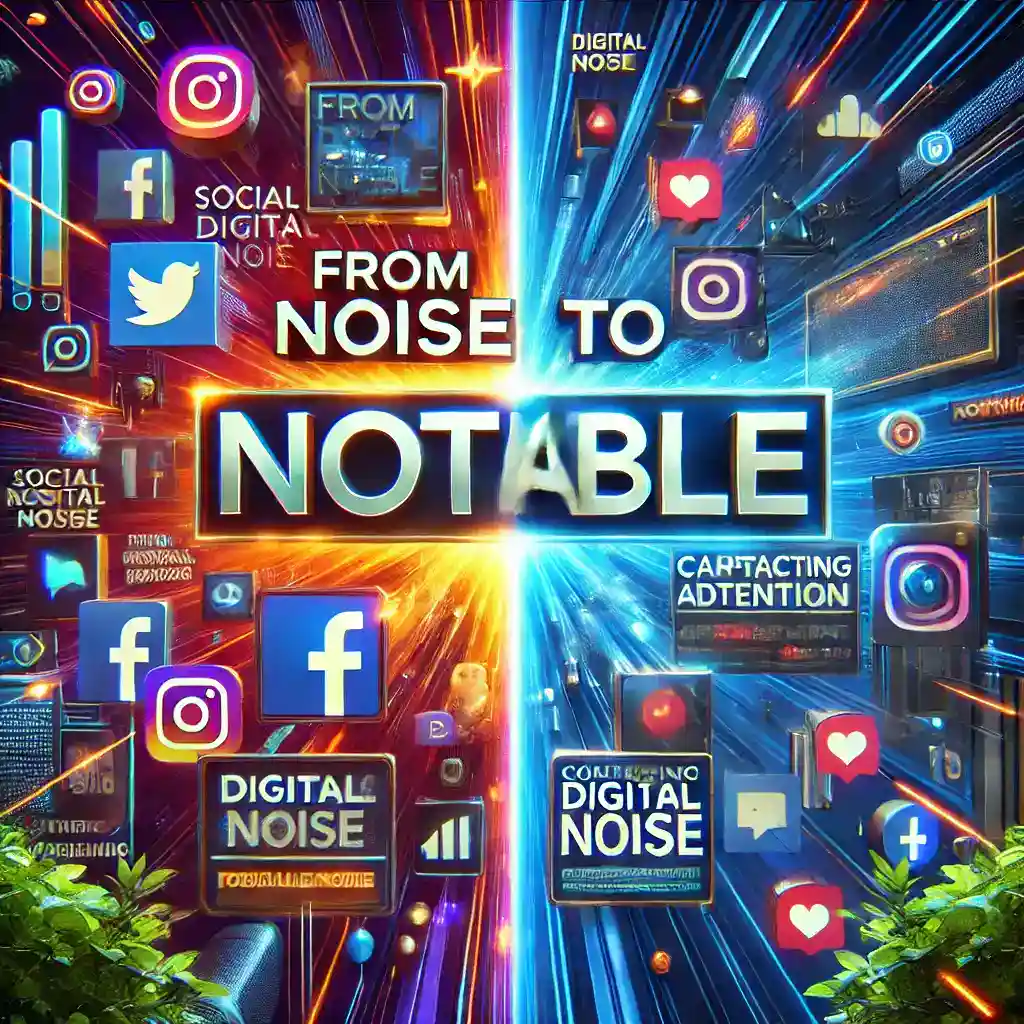 DALL·E 2025 01 19 23.55.13 A vibrant and modern digital illustration for a marketing blog thumbnail. The image features a dynamic split composition on one side a chaotic nois